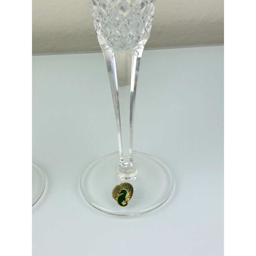 2 Waterford Crystal Millennium Wheat PROSPERITY Toasting Champagne Flutes 9.25" - Picture 7 of 16
